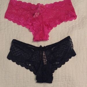 NWT Victoria's Secret - Pink Navy Blue Panties Lace Medium